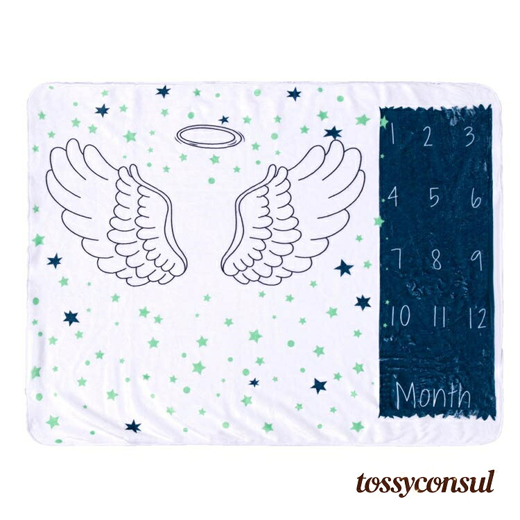 新生活応援 ブランケット 子供 月齢フォト プレイマット ベビー 天使のおくるみ 赤ちゃん 寝相アート ..