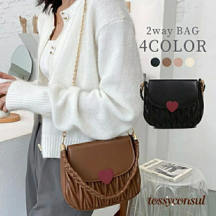 2wayバッグ ショルダーバッグ ハンドバッグ ポシェット レディース 手提げ 鞄 斜め掛け チェーン ハー..