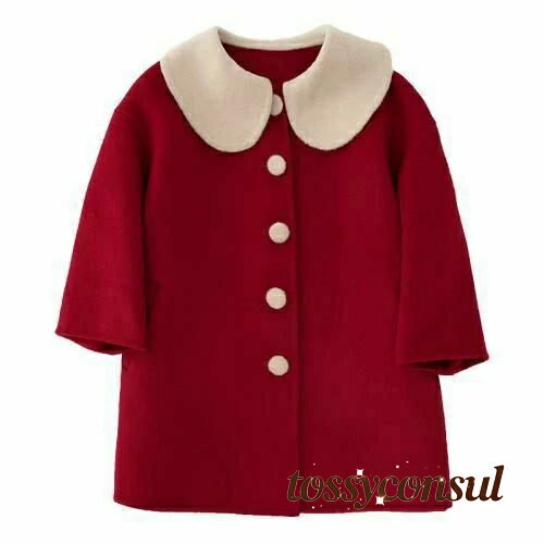 「スーパーSALE半額」 コート ジャケット 子供 女の子 おしゃれ ミドル丈 秋冬 レトロ ウール 洋風 襟付き シンプル 無地 赤 茶 おでかけ かわいい ポケット付き