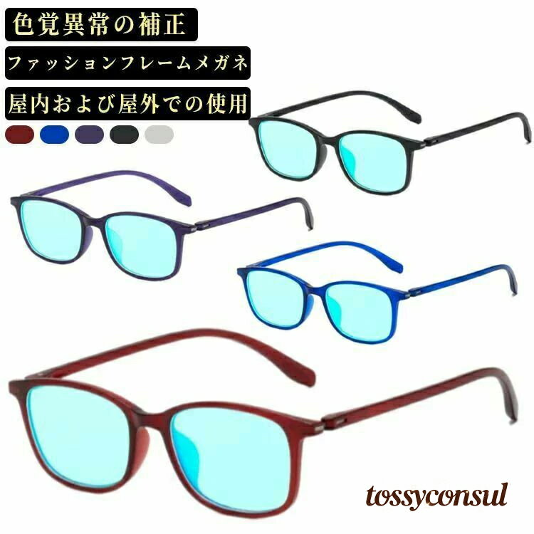 色覚補助メガネ 男女兼用 色覚補正レンズメガネ 色盲メガネ 赤と緑の色覚異常補正メガネ 赤緑盲メガネ 色盲矯正赤緑失明色弱