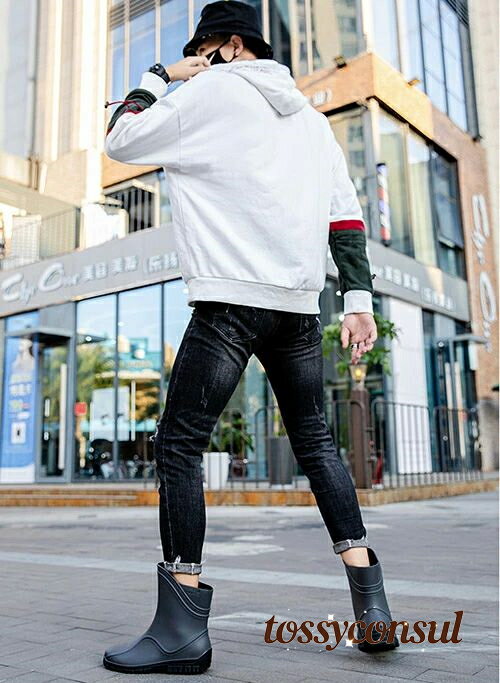 「スーパーSALE半額」 柔らかい 梅雨対策 おしゃれ 防水 ショートブーツ 滑り止め 完全防水 メンズ レインブーツ