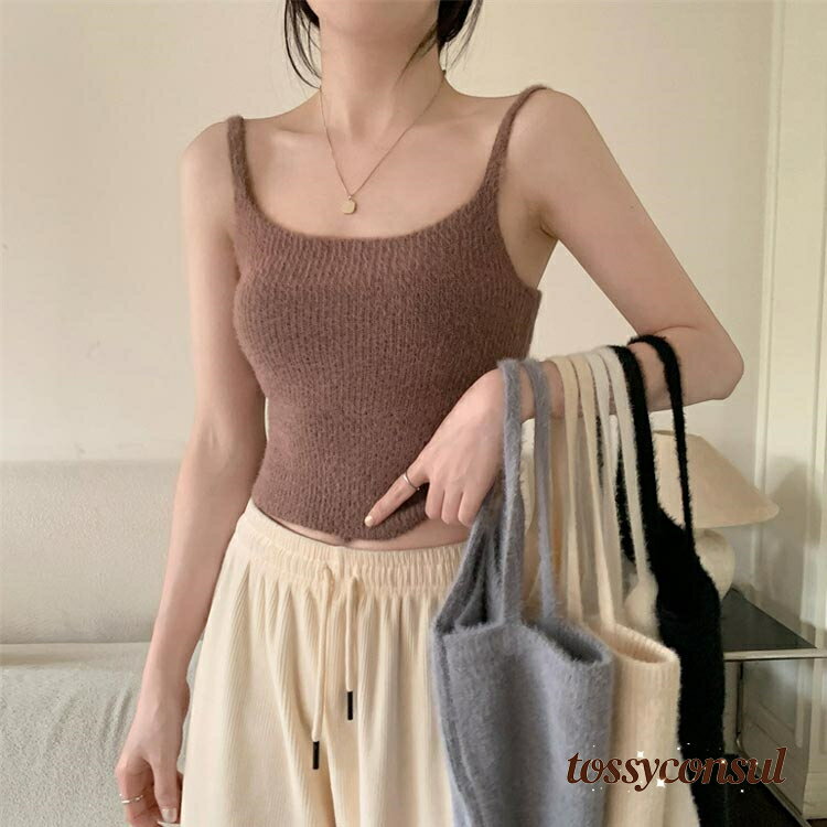 新生活応援 シャギーニット キャミソール インナー ふわふわ 冬 レディース シャギー トップス シャギ..