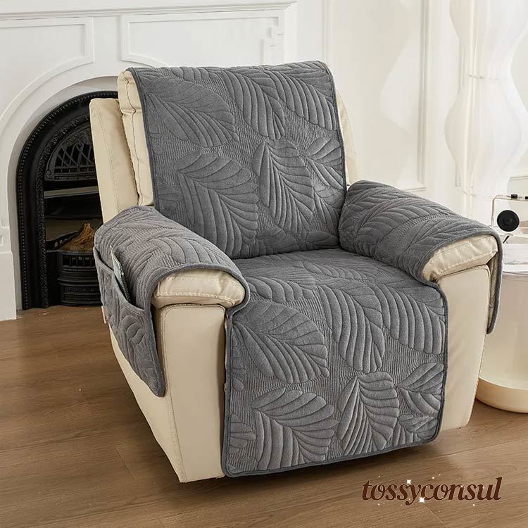 新生活応援 カバー 肘あり ソファーカバー 北欧 おしゃれ マッサージチェア 肘付き ふわふわ 一体型 5色 滑り止め 汚れ防止 キズ防止 犬猫対策 洗える かけるだけ リクライニングチェアカバー 葉柄 上品 着せ替えカバー 1人掛け