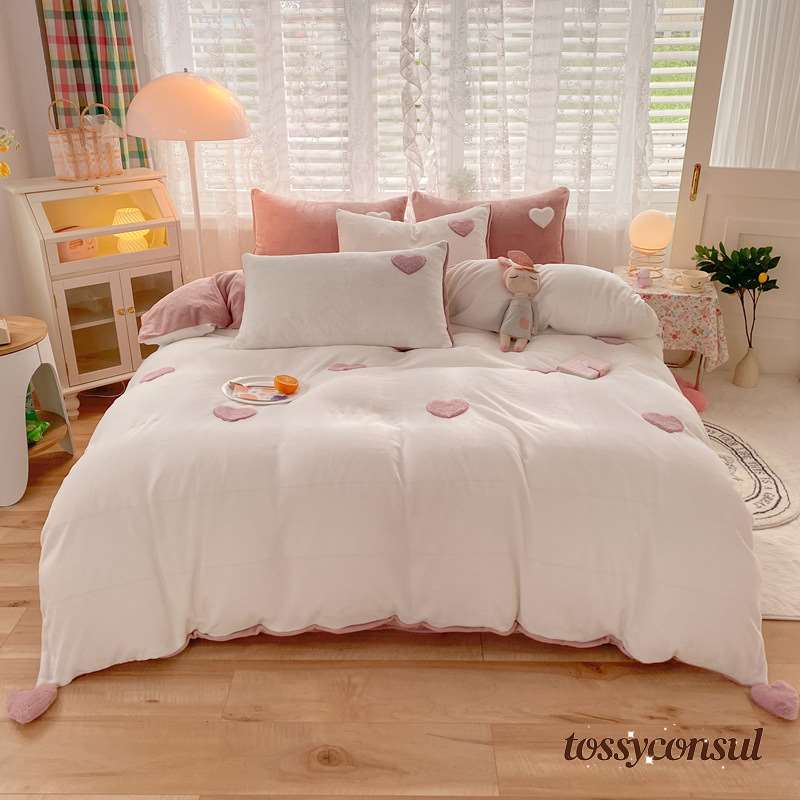 新生活応援 布団カバー 寝具 ベッドカバー 3点 4点 シングル ダブル セイミダブル クイーン 150×200 200×230 220*240CM 秋冬 柔らかい 北欧 寝具セット フラットシーツ 上品 ベッドカバーセット かわいい(3.0)