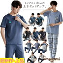 ルームウェア メンズ セットアップ 半袖 Tシャツ ロングパンツ 2点セット 上下 セット ジャージ パジャマ 部屋着 ゆったり 大きいサイズ ナイトウェア リ...