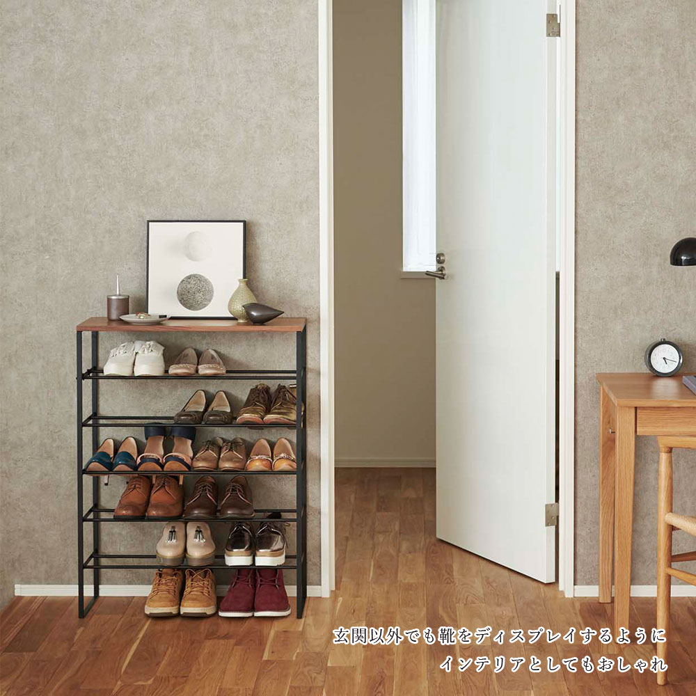 天板付きシューズラック タワー 6段 ホワイト ブラック 山崎実業 tower 靴箱 新生活 おしゃれ スチール ホワイト スリム 省スペース キッズ 北欧 靴 収納 下駄箱 玄関 棚 送料無料 メーカー直送品【返品不可】[3369 3370] [3]