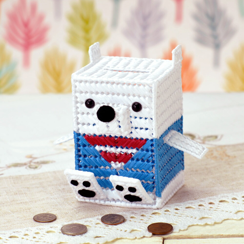 子供 手芸 エコクラフト キット シロクマの貯金箱 夏休み 冬休み 工作 自由研究 小学生 中学生 簡単 初心者 ハマナカのサムネイル