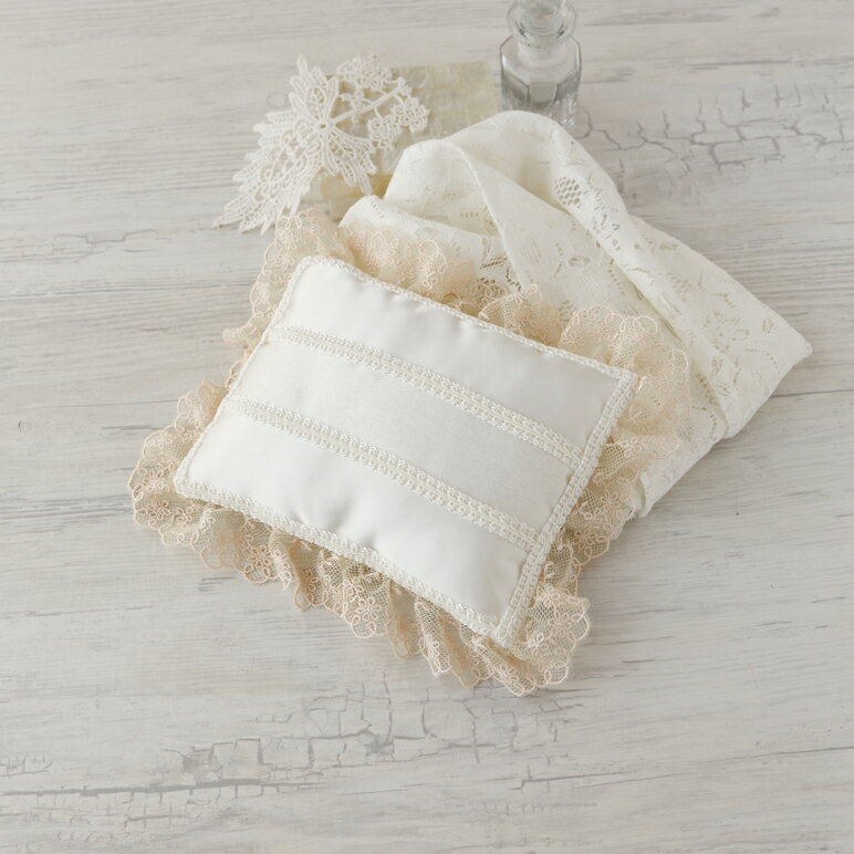 flage 完成品キット フリルつきリングピロー(長方形) レース リボン 縫製済み 結婚式 ハンドメイド 手作り ウェディング おしゃれ プレゼント 手芸 ハ...