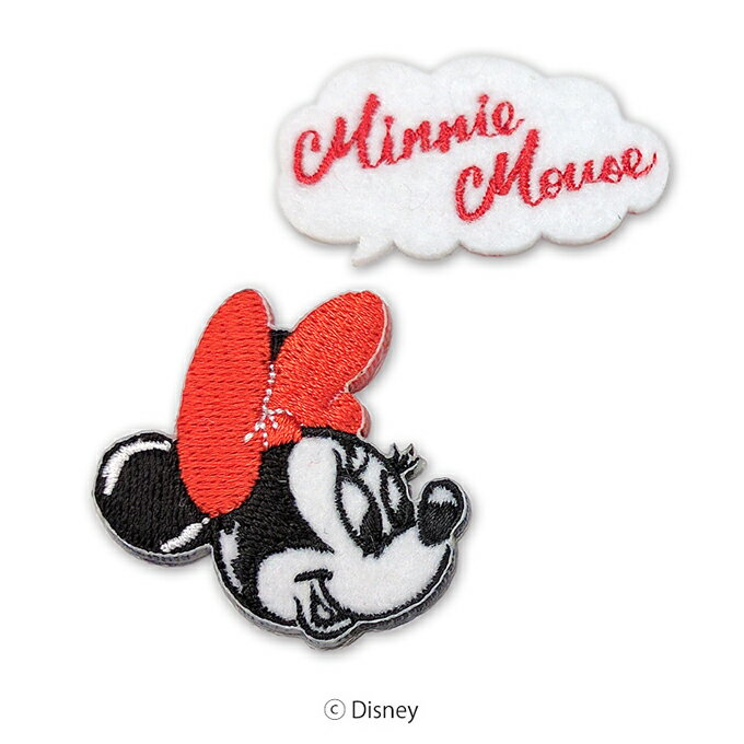 ディズニー ミニーマウス ワッペン 4.1×3.3cm/4.6×1.4cm アップリケ アイロン 手芸用品 刺しゅう 刺繍 ..