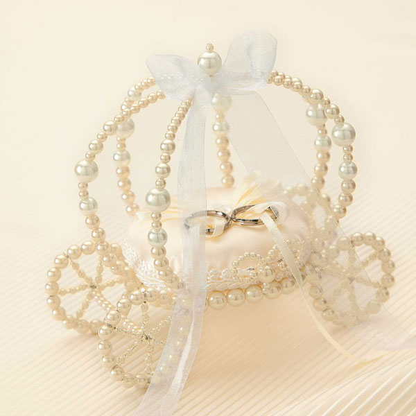 エターナルリングピロー 手作りキット 結婚式 馬車タイプ シャンパン リボン パール 手芸キット ハンドメイド Panami パナミ