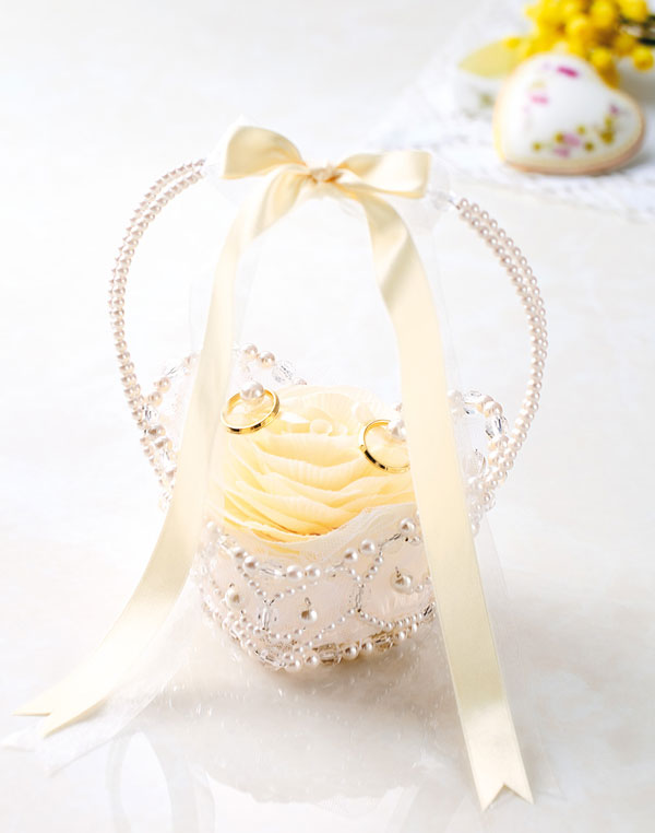 リングピロー 手作りキット 結婚式 Fiore フィオーレ シャンパンB 手芸キット Panami パナミ 花びら バスケット リボン パール