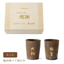 名前入り プレゼント 名入れ備前焼ペア湯のみ カップ 陶器 贈呈用 両親 ギフト 結婚式 ウェディング お揃い 感謝 記念品 男性 女性 結婚記念日 還暦 長寿...