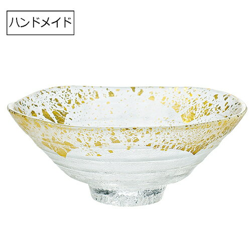 金箔鉢43230G　Z805-140ガラス製品 皿 ガラス皿 鉢 透明 おしゃれ 居酒屋 飲食店 業務用 業務用食器