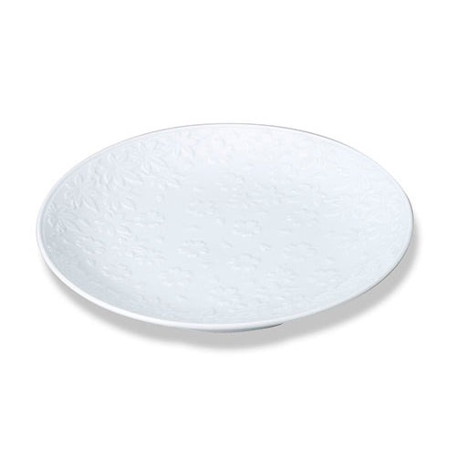 春秋彫9寸皿　白磁・青磁　707-10396.10397(Z718)有田焼 大皿 盛り皿 丸皿 日本製 国産陶器 飲食店 レストラン 旅館 料亭 ギフト プレゼント おしゃれ 食器 和食器 業務用