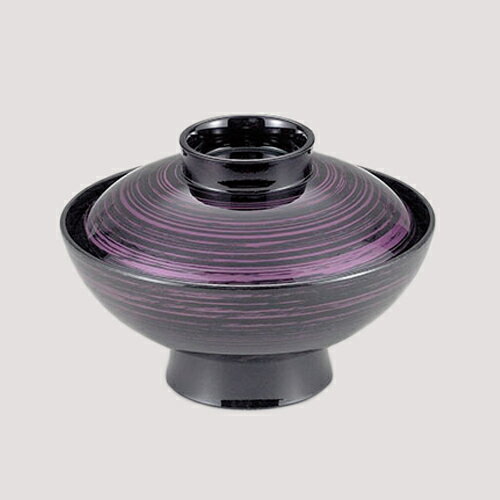 新小槌椀　紫かすり　350-11732(Z341-187)汁椀 汁碗 味噌汁椀 お椀 おわん 割れにくい 軽い 軽量 蓋付き 業務用 業務用食器 旅館