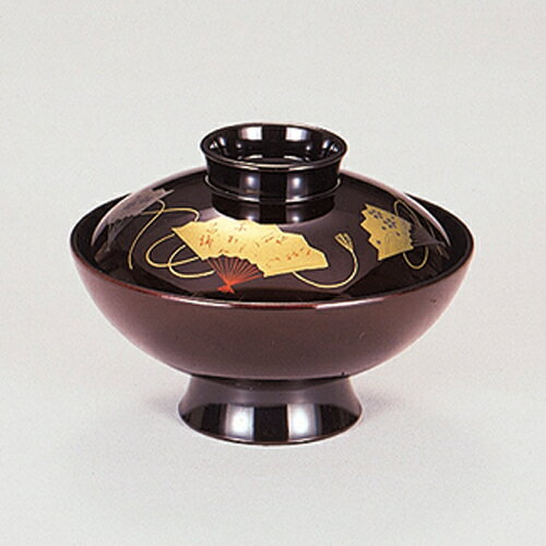 新小槌椀 総タメ扇内黒 350-11532(Z341-165)お椀 汁椀 日本製 食洗機対応 蓋付き お吸い物 味噌汁椀 雑煮椀 和食器 飲食店 旅館 料亭 レストラン ホテル カフェ 居酒屋 和食店 業務用 家庭用 ギフト 贈り物