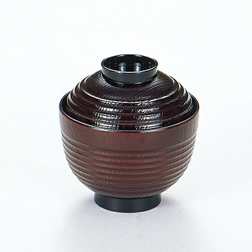 Rakuten - 3寸乱筋木目椀　タメ内黒　350-58022(Z364)お椀 汁椀 日本製 食洗機対応 蓋付き お吸い物 味噌汁椀 雑煮椀 和食器 飲食店 旅館 料亭 レストラン ホテル カフェ 居酒屋 和食店 業務用 家庭用 ギフト 贈り物