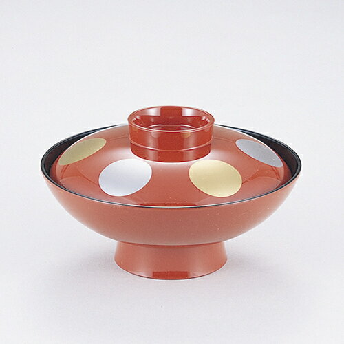 5.5寸小槌型煮物椀 朱日月内黒 350-73032(Z366-156)お椀 おわん 日月椀 汁椀 汁碗 味噌汁椀 蓋付き お正月 お雑煮 お節 おせち料理 お祝い プレゼント ギフト おしゃれ 和 モダン シンプル 業務用 業務用食器 旅館 料亭 飲食店