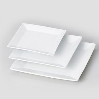 Rakuten - 四方皿　610-11001-01～03(Z600)お皿 角皿 白陶磁器 和食器 洋食器 シンプル おしゃれ 飲食店 ホテル レストラン カフェ 居酒屋 施設 学校 給食 介護施設 家庭用 業務用 業務用食器
