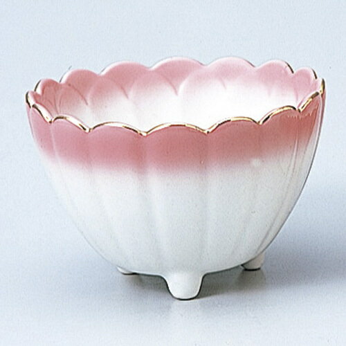 乐天商城 - 三ツ足菊割中付　ピンク吹　610-29003(Z634-179)小鉢 小付 珍味皿 珍味入れ お皿 皿 小皿 陶磁器 和食器 シンプル おしゃれ 飲食店 ホテル レストラン カフェ 居酒屋 施設 学校 給食 介護施設 家庭用 業務用 業務用食器