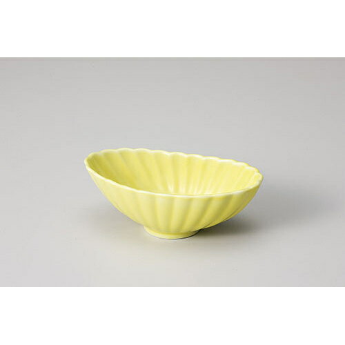 Rakuten - 舟型菊中付　黄　610-29013(Z634-156)小鉢 小付 珍味皿 珍味入れ お皿 皿 小皿 陶磁器 和食器 シンプル おしゃれ 飲食店 ホテル レストラン カフェ 居酒屋 施設 学校 給食 介護施設 家庭用 業務用 業務用食器