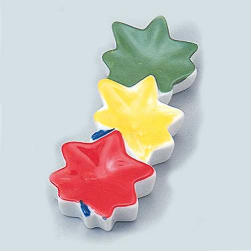 三連紅葉箸置 緑、黄、紅　610-32130(Z683-227)箸置き はし置き はしおき 箸休め 陶器 和食器 業務用食器 業務用