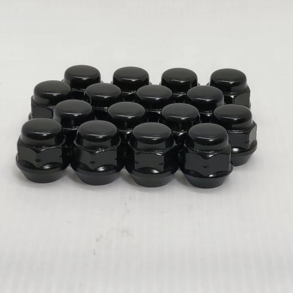 ロンスター スーパーショート（キャップタイプ）ホイールナット黒 16個セット 19HEX 12-1.25 袋ブラック 60度テーパー 4穴用