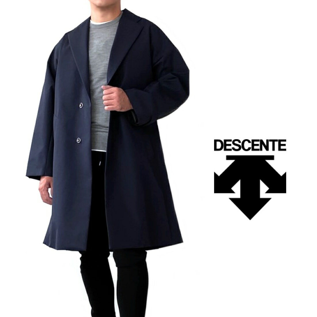 DESCENTE3M THINSULATEスポーツチェスターコート撥水加工ネイビー　紺