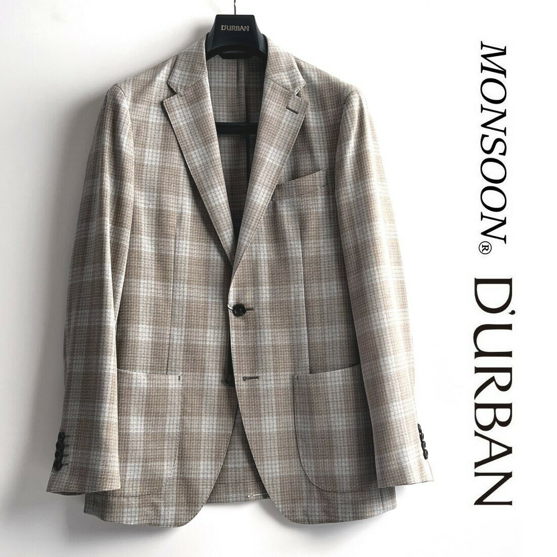 D'URBANJ∞QUALITY〜日本を纏う〜日本製チェックジャケットMONSOON　清涼仕様Lightest　軽量素材背抜き仕立て