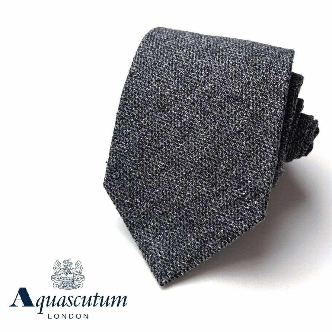 アクアスキュータム ネクタイ Aquascutum【アクアスキュータム】日本製シルクネクタイ絹100％　マイクロスポット　ネップグレー系