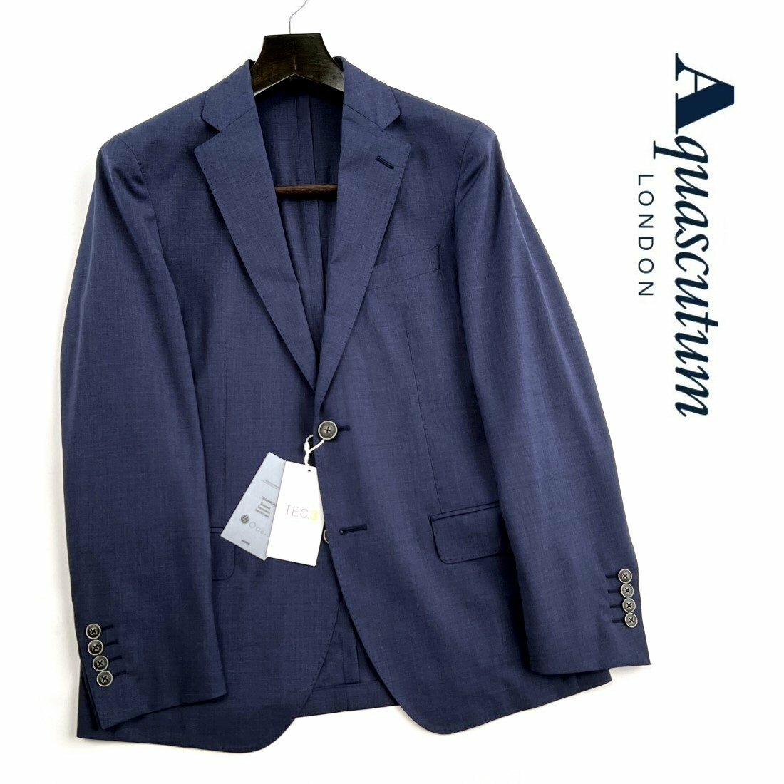 Aquascutum【アクアスキュータム】REDA【レダ】日本製（イタリア製生地使用）ウォッシャブルジャケットAQUASCUTUM TEC.3ネイビー　紺背抜き仕立て