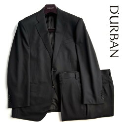 D'URBAN【ダーバン】日本製シャドーストライプウールスーツ黒　ブラック　総裏仕立て大きいサイズ