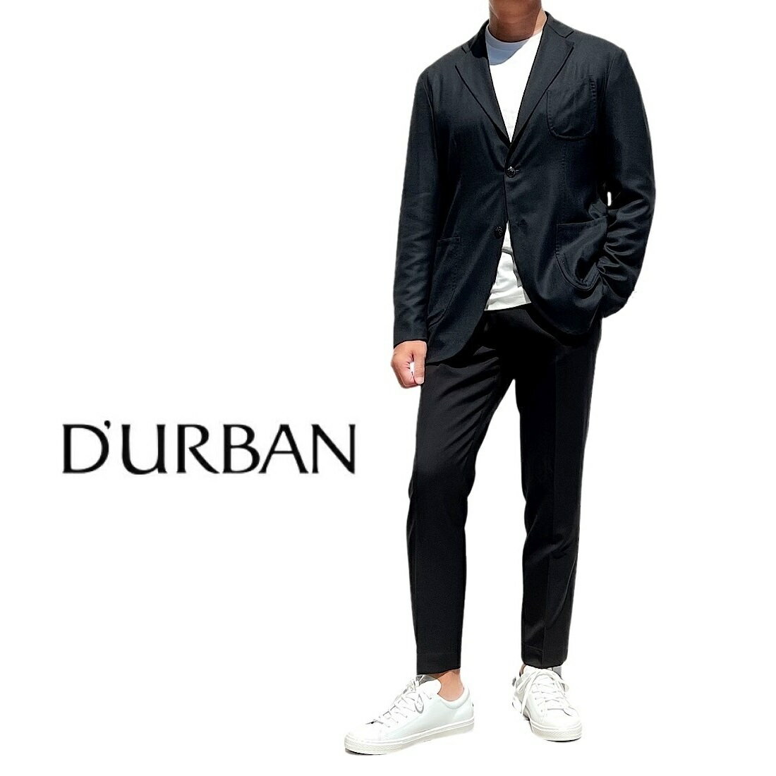 D'URBAN【ダーバン】メタル釦ブレザーダブルフェイスジャケット黒　ブラック