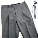 Aquascutum【アクアスキュータム】日本製ウールスラックスワンタックドレスパンツグレー 無地