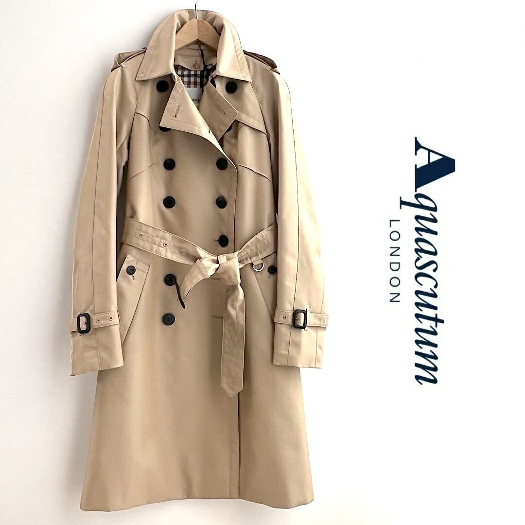 Aquascutum【アクアスキュータム】日本製レディーストレンチコート脱着可能ウール...