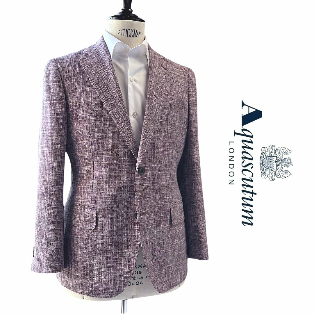 アクアスキュータム 洋服 メンズ Aquascutum【アクアスキュータム】LoroPiana【ロロピアーナ】定価143,000円（税込）日本製（イタリア製生地使用）SOFTIMEシルクリネン混ジャケットパープル系　春夏背抜き仕立て