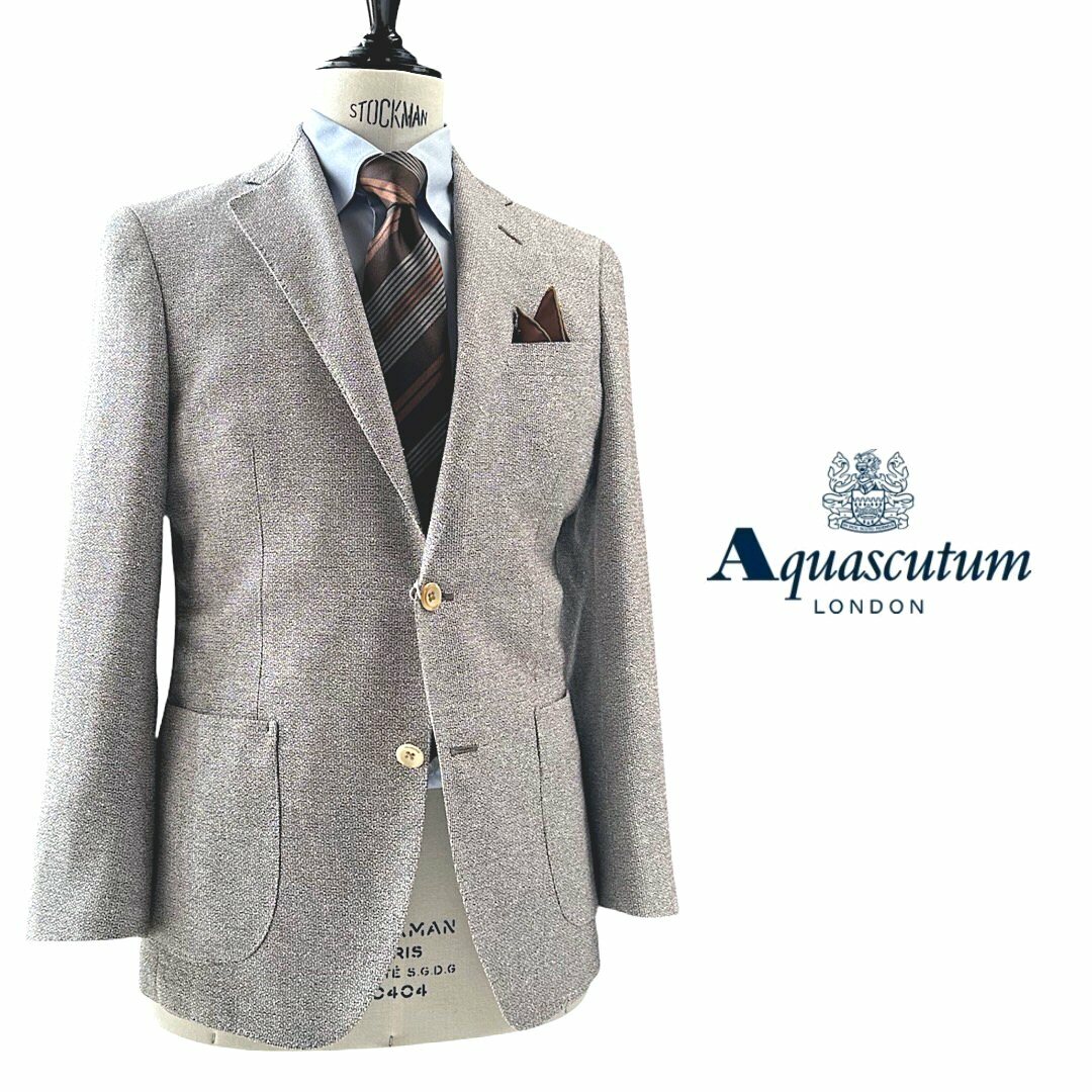 アクアスキュータム Aquascutum【アクアスキュータム】定価99,000円（税込）日本製（MADE IN JAPAN）MIXカラージャケットリング糸　ベージュ背抜き仕立て（春夏モデル）