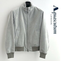 アクアスキュータム アウター（メンズ） Aquascutum【アクアスキュータム】定価132,000円（税込）スエードタッチブルゾンアウター　人工皮革　ライトグレー36（M）・40（LL）サイズ