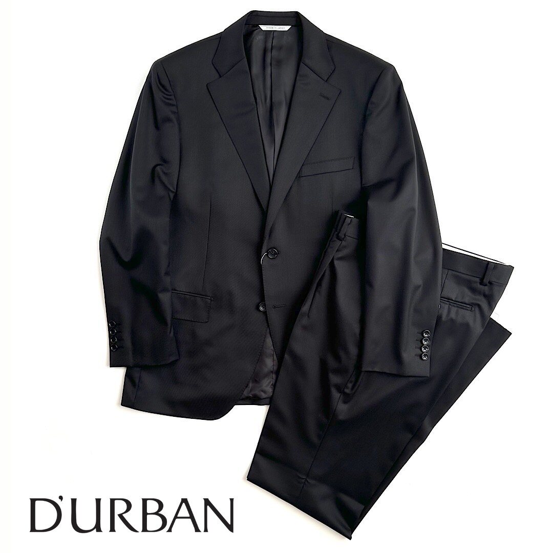 ≪訳有≫≪75%OFF≫D'URBAN【ダーバン】定価96,800円(税込)日本製(MADE IN JAPAN)黒無地ウールスーツブラック 秋冬 総裏仕立てY7サイズ