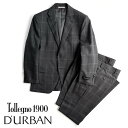 D'URBAN【ダーバン】Tollegno 1900【トレーニョ】定価118,800円（税込）日本製（イタリア製生地使用）2パンツ！ウールスーツスペアパンツ付き　ウィンドペン　チェックグレー　春夏　背抜き仕立てA4・A6サイズ