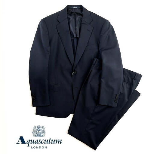 Aquascutum【アクアスキュータム】定価220,000円(税込)日本製織柄ウールスーツネイビー 紺 春夏 背抜き仕立てAB5サイズ Aquascutum【アクアスキュータム】定価220,000円(税込)日本製織柄ウールスーツネイビー 紺 春夏 背抜き仕立てAB5サイズ