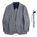 Aquascutum【アクアスキュータム】定価88,000円（税込）日本製コットンジャケットミニハンドトゥース　千鳥格子ブルー系　春秋　背抜き仕立て40（LL）サイズ