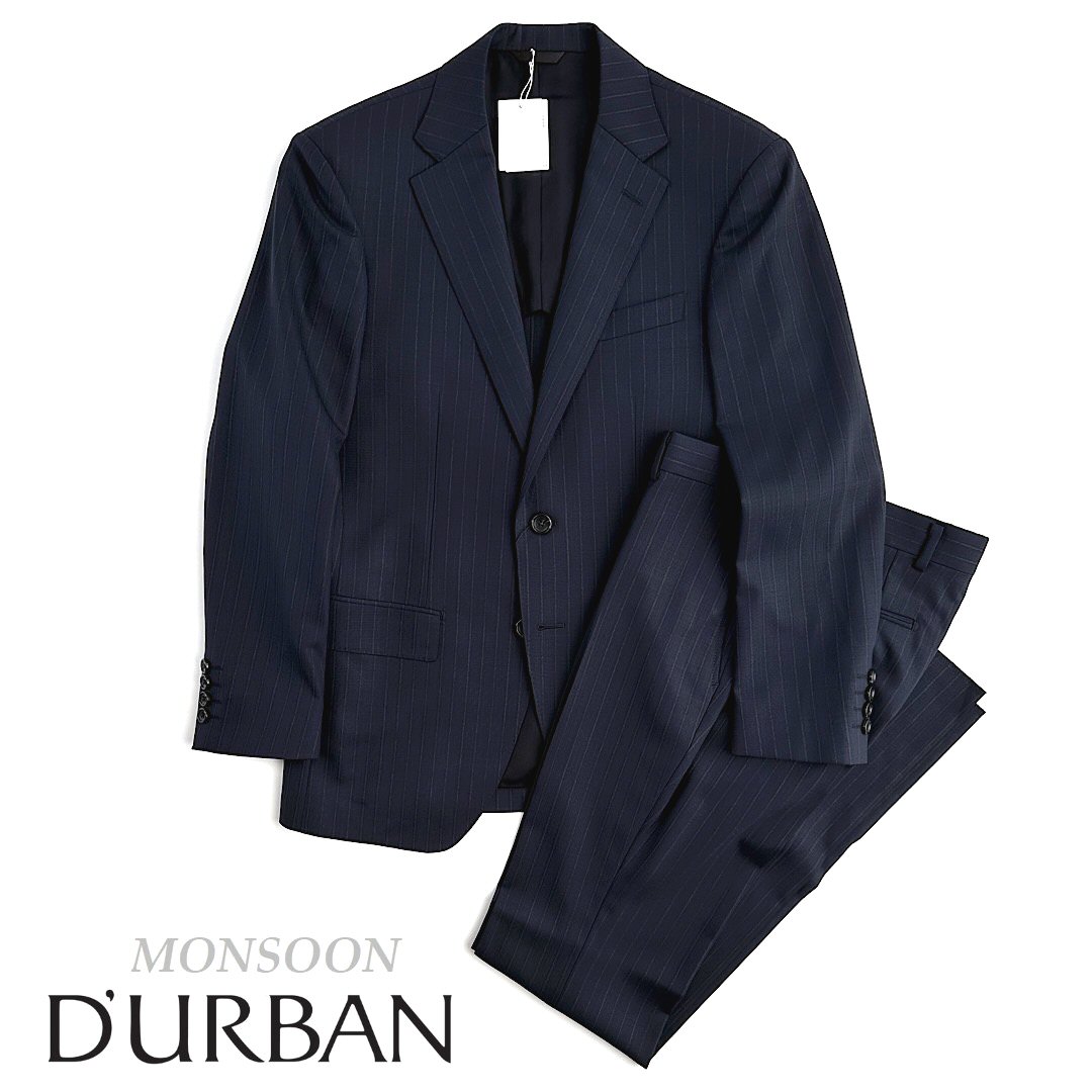 D'URBAN ombrare【ダーバンオンブラーレ】定価86,900円（税込）日本製（MADE IN JAPAN）ストライプウールスーツMONSOON 清涼仕様 盛夏..