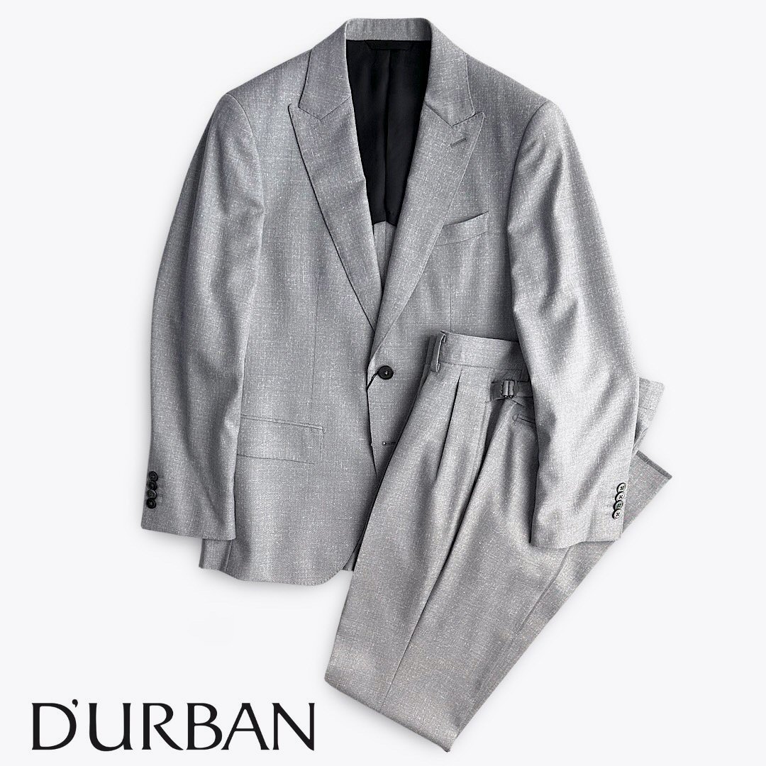 D'URBAN【ダーバン】定価132,000円(税込)日本製 ライトグレーウールスーツシェル釦 貝釦春夏 背抜き仕立てA4・A5サイズ