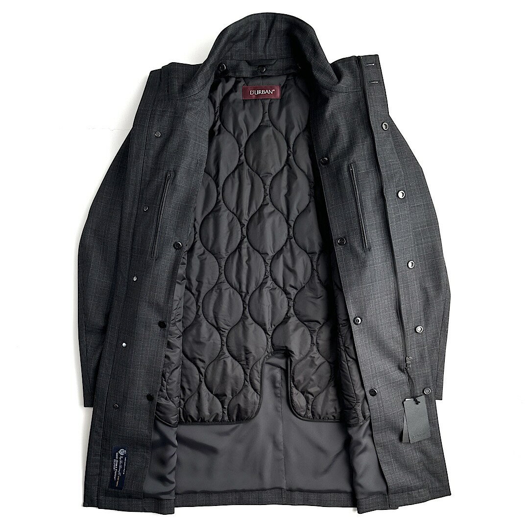 D'URBAN【ダーバン】定価143,000円（税込）LoroPiana（ロロピアーナ）GREEN STORM SYSTEMスタンドカラーコート 脱着可能ライナー付き日本製（イタリア製生地使用）グレー S~Mサイズ