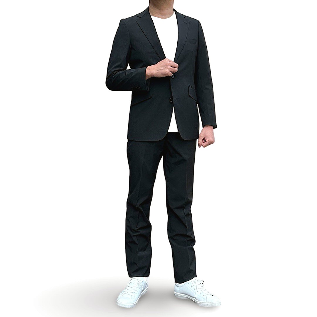 D'or Homme【ドールオム】黒無地シングルスーツ春夏モデルナロースタイル セットアップビジネス カジュアル ビジカジ