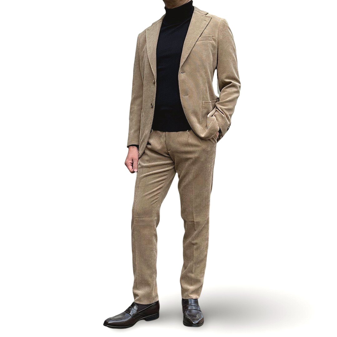 D'or Homme【ドールオム】シングルスーツ セットアップニューコンフォート ベージュ系ビジネス カジュアル ビジカジコーデュロイ Y5・A4サイズ