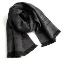 D'URBAN【ダーバン】定価25,300円(税込)イタリア製ビッグ千鳥ショートフリンジマフラーグレー サンプル品