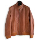 ≪サンプル品≫D'URBAN【ダーバン】定価198,000円(税込)ラムレザー 本革 羊革ブルゾン ジャケット 本革ジャン アウタースタンドカラー ハイネック リブ仕様ブラウン系(キャメル)高級 ブランド Lサイズ