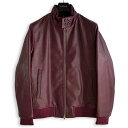 ≪サンプル品≫D'URBAN【ダーバン】定価198,000円(税込)ラムレザー 本革 羊革ブルゾン ジャケット 本革ジャン アウタースタンドカラー ハイネック リブ仕様ボルドー 高級 ブランド Lサイズ